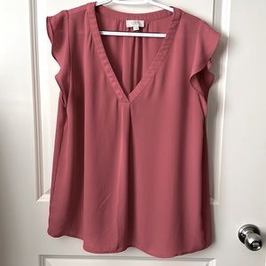 Loft, coral, short sleeve top
